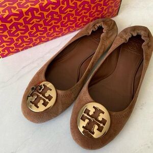 Tory Burch Brown Ballet Suede Flats -Reva